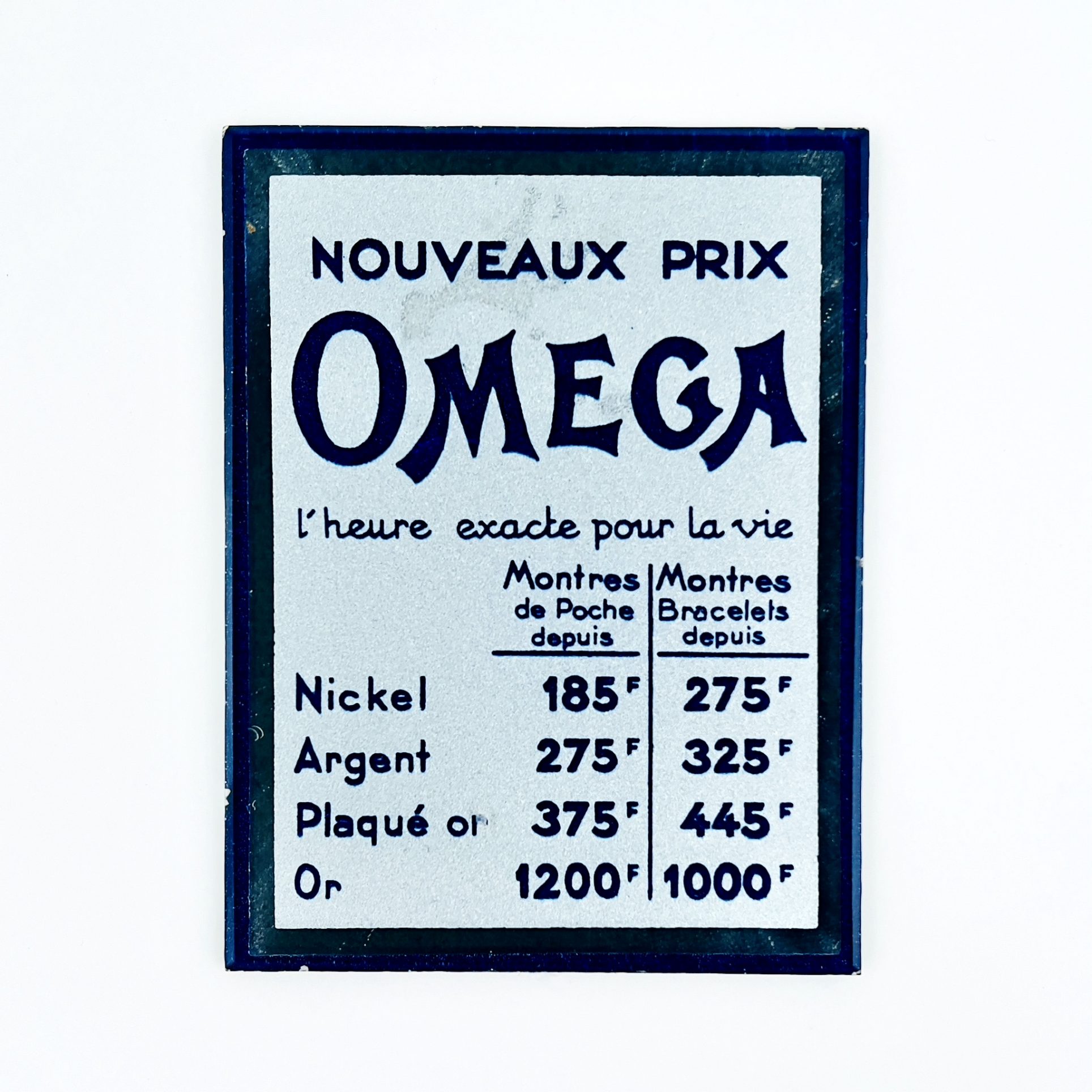 PLAQUE TARIFAIRE OMEGA CIRCA 1930 – Image 3