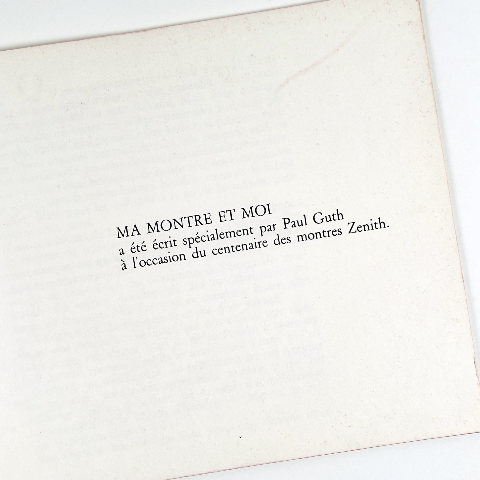 LIVRE ZENITH "MA MONTRE ET MOI" PAUL GUTH - 1965 – Image 4